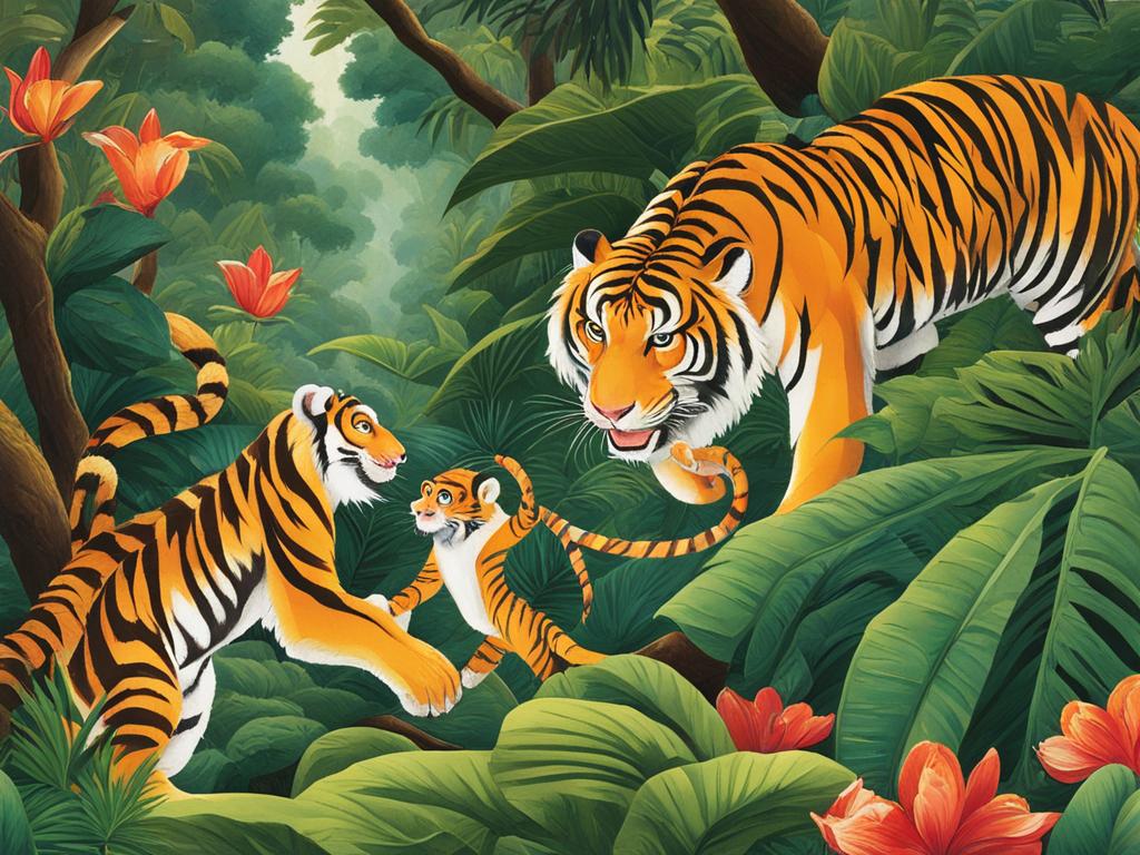 Chinese Zodiac Tiger and Monkey in Friendship